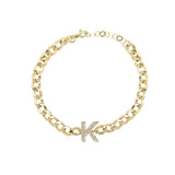 Diamond Initial Cuban Bracelet