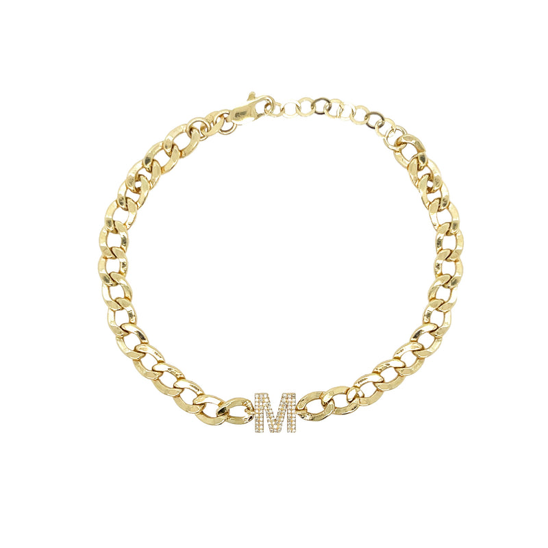Diamond Initial Cuban Bracelet