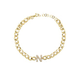 Diamond Initial Cuban Bracelet
