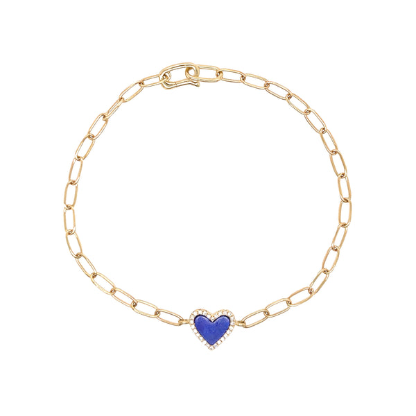 Diamond & Lapis Heart Bracelet