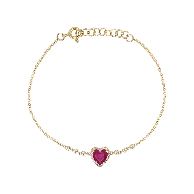Ruby & Diamond Heart Bracelet