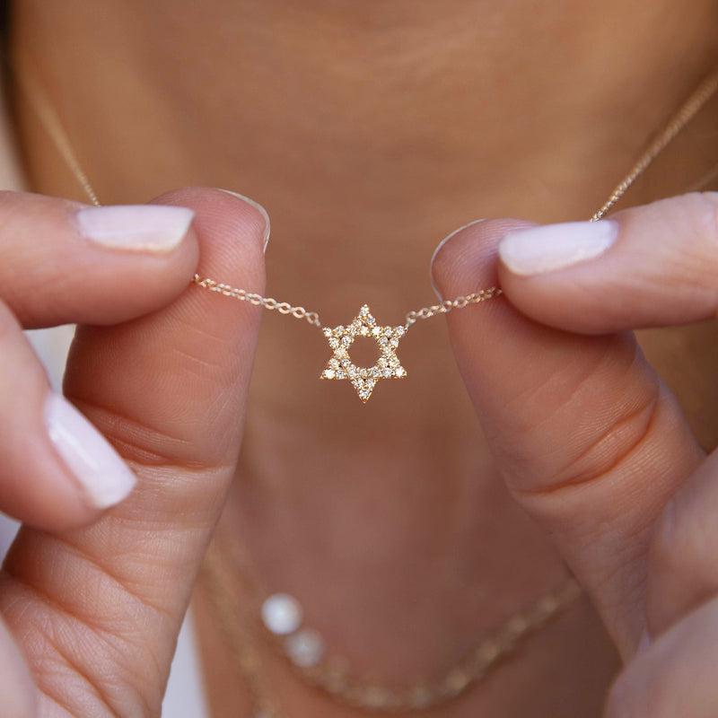 Diamond Star Of David Necklace