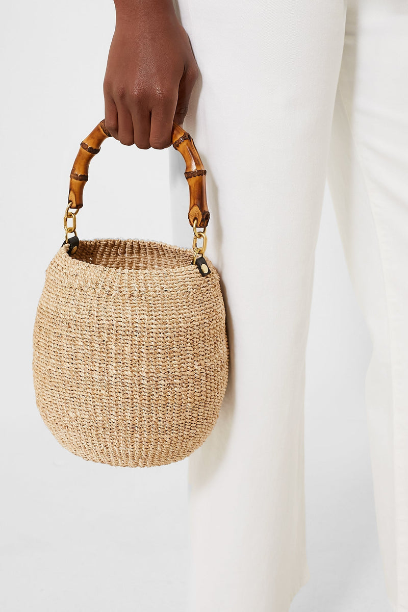 Cream Pot De Miel Bag with Bamboo Handle