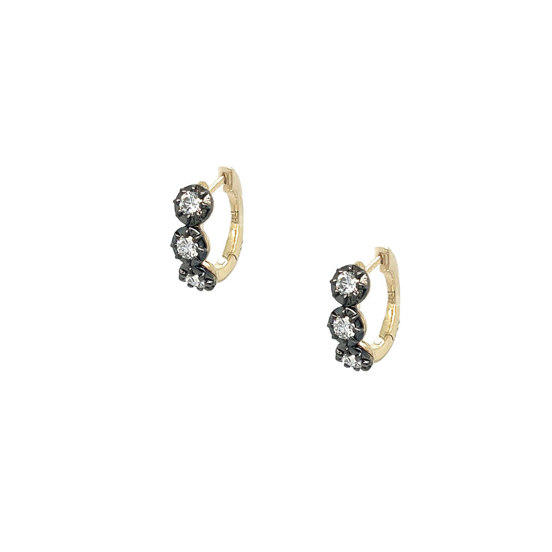 Diamond Black Huggie Earrings