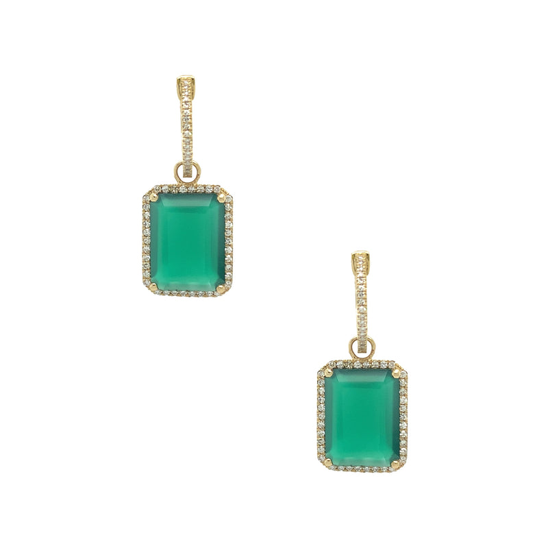 Diamond & Green Onyx Earrings