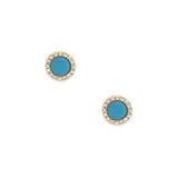 Diamond & Turquoise Circle Earrings