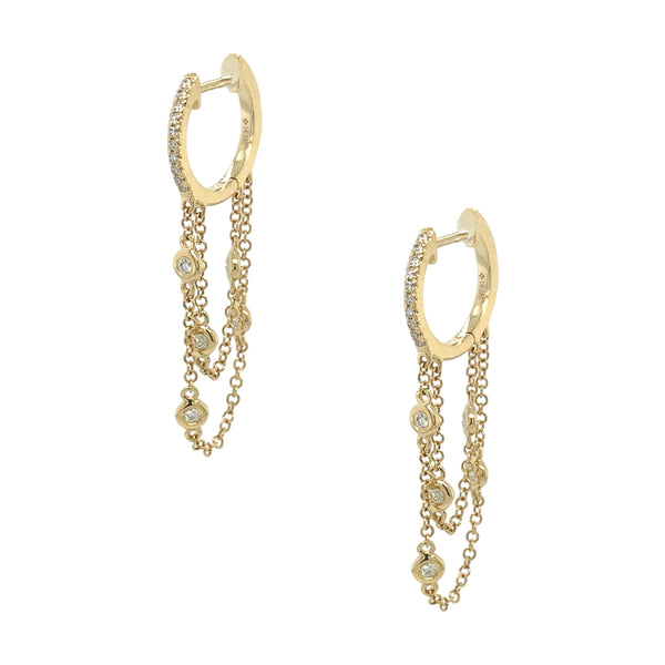 Diamond Huggie Chain Earrings