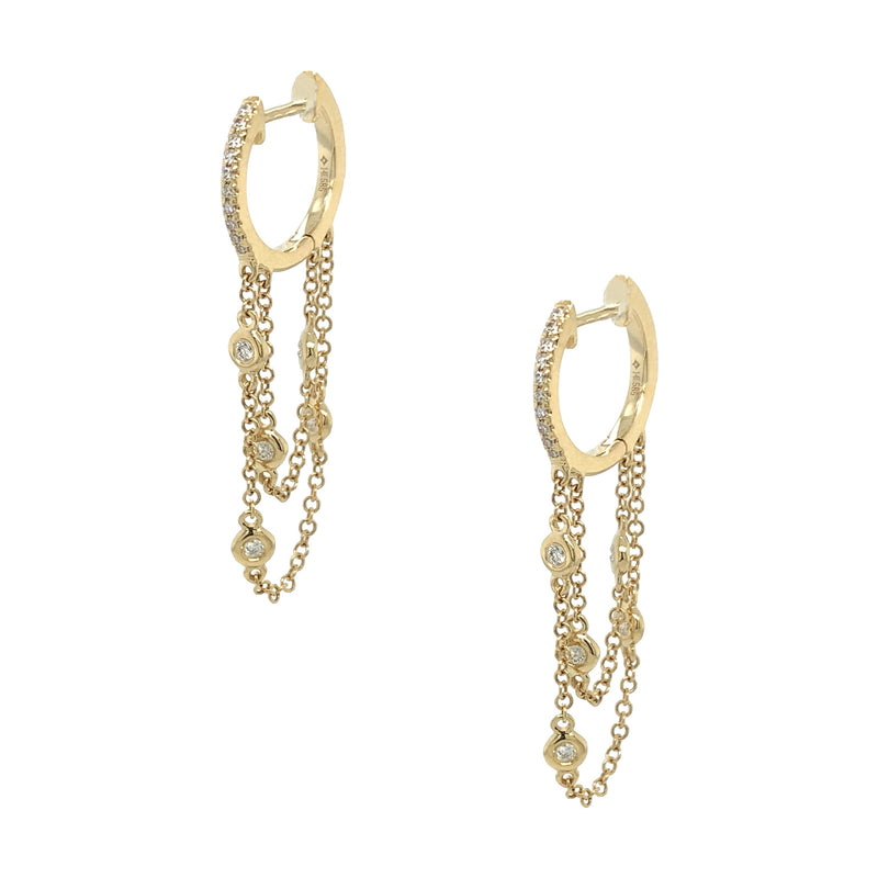 Diamond Huggie Chain Earrings