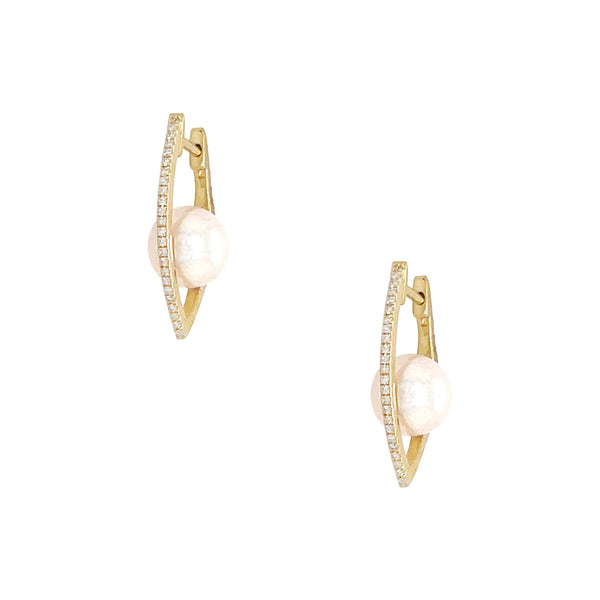 Pearl & Diamond V Earrings