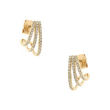 Diamond Curved Huggie Earrings