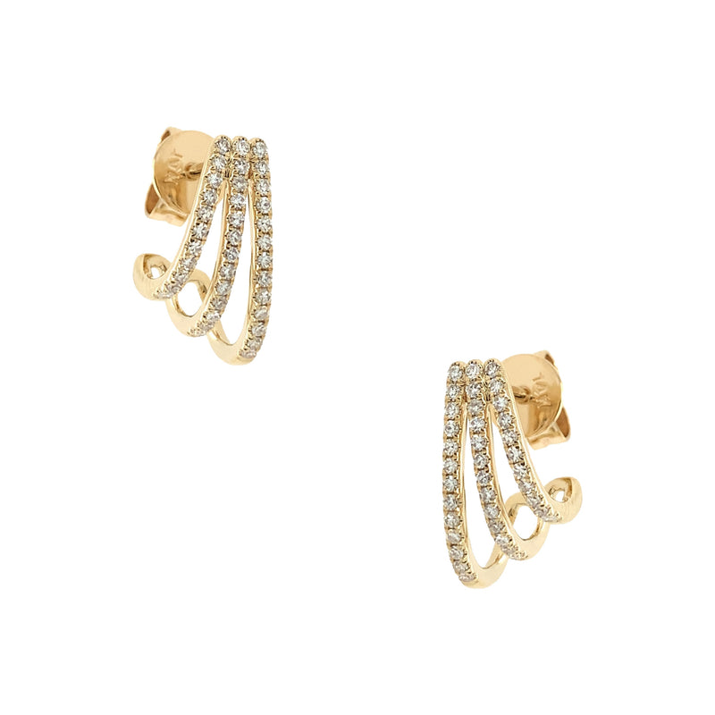 Diamond Curved Huggie Earrings