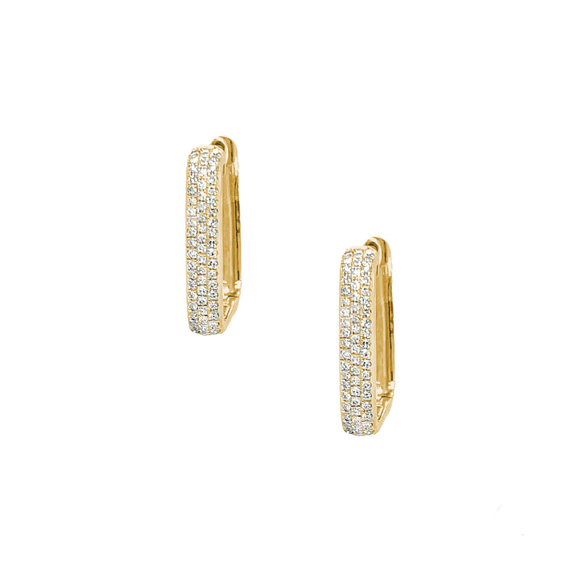 Diamond Rectangle Hoop Earrings