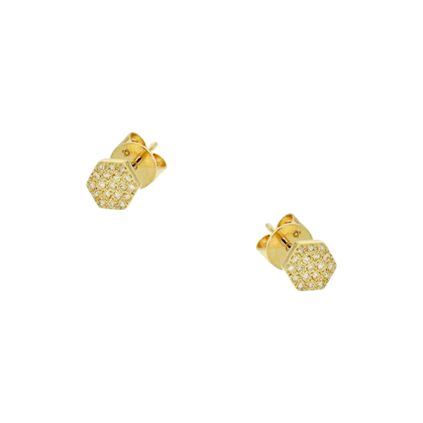 Diamond Hexagonal Stud Earrings