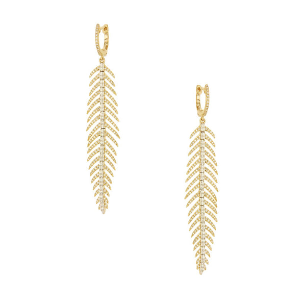 Diamond Feather Earrings