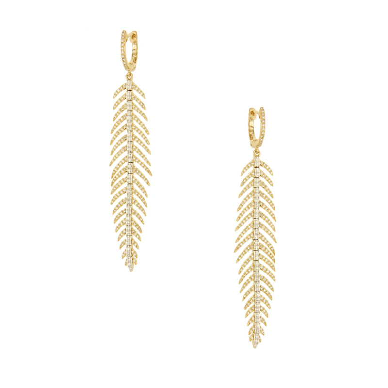 Diamond Feather Earrings