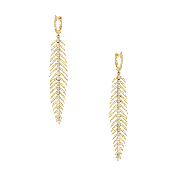 Diamond Feather Earrings