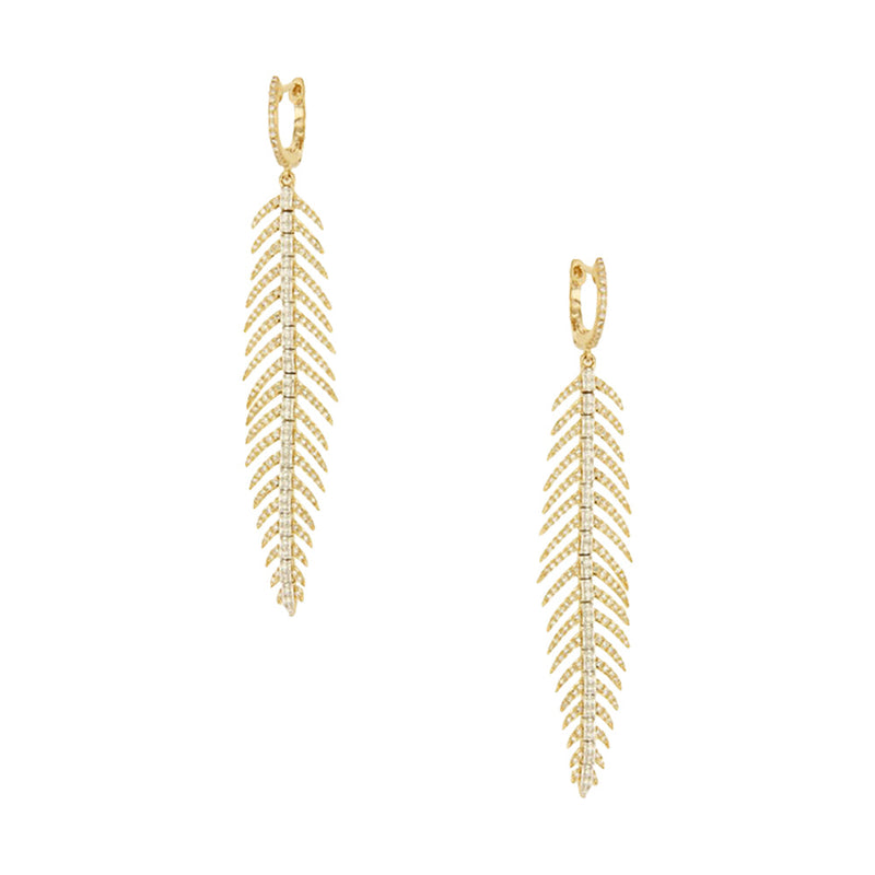 Diamond Feather Earrings