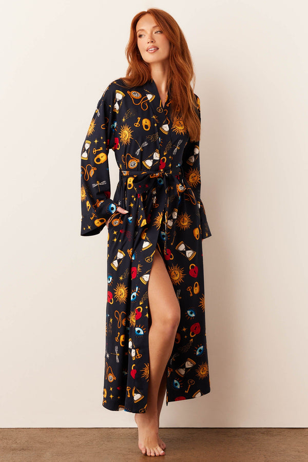 Kaia Cloud Jersey Kimono Robe in Mystic