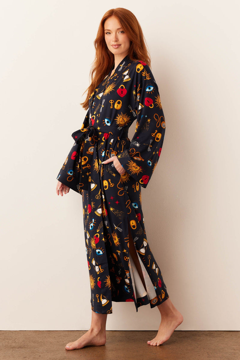 Kaia Cloud Jersey Kimono Robe in Mystic