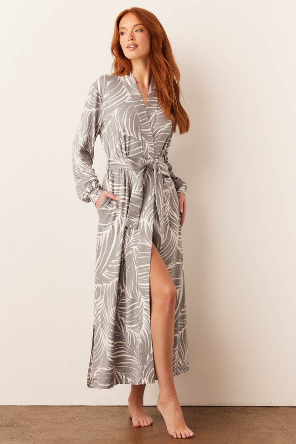 Skyler Cloud Jersey Banded Long Robe in Whisper