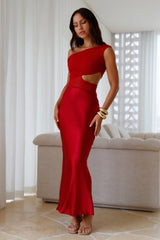 Dreamer’s Path Off The Shoulder Maxi Dress Red