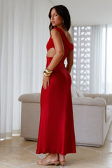 Dreamer’s Path Off The Shoulder Maxi Dress Red