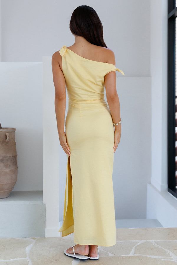 Arctic Allure Linen Maxi Dress Lemon