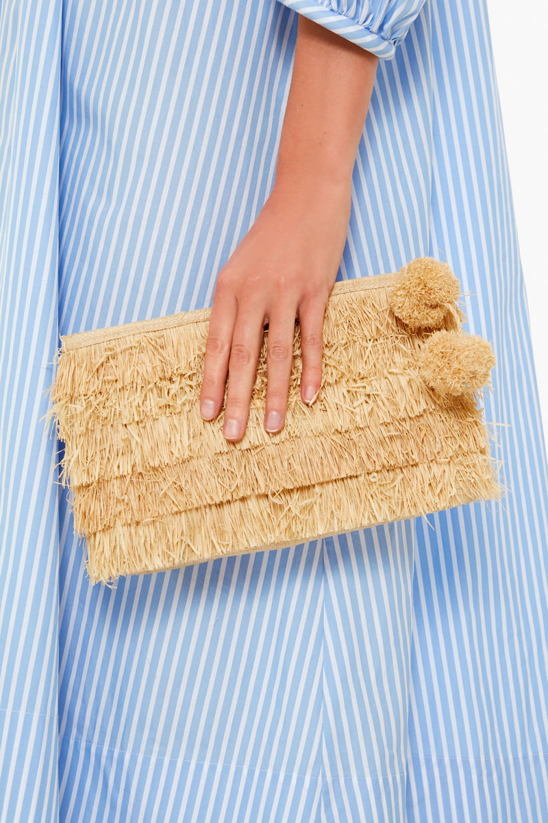 Natural Sasha Fringe Clutch
