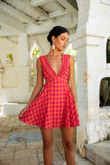 FORTUNATE ONE Sunset Picnic Mini Dress Pink
