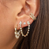 Diamond Dangle Huggie Earrings