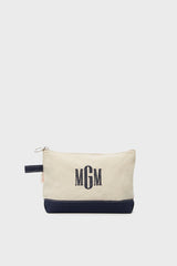 Navy Monogrammed Canvas Make-Up Bag