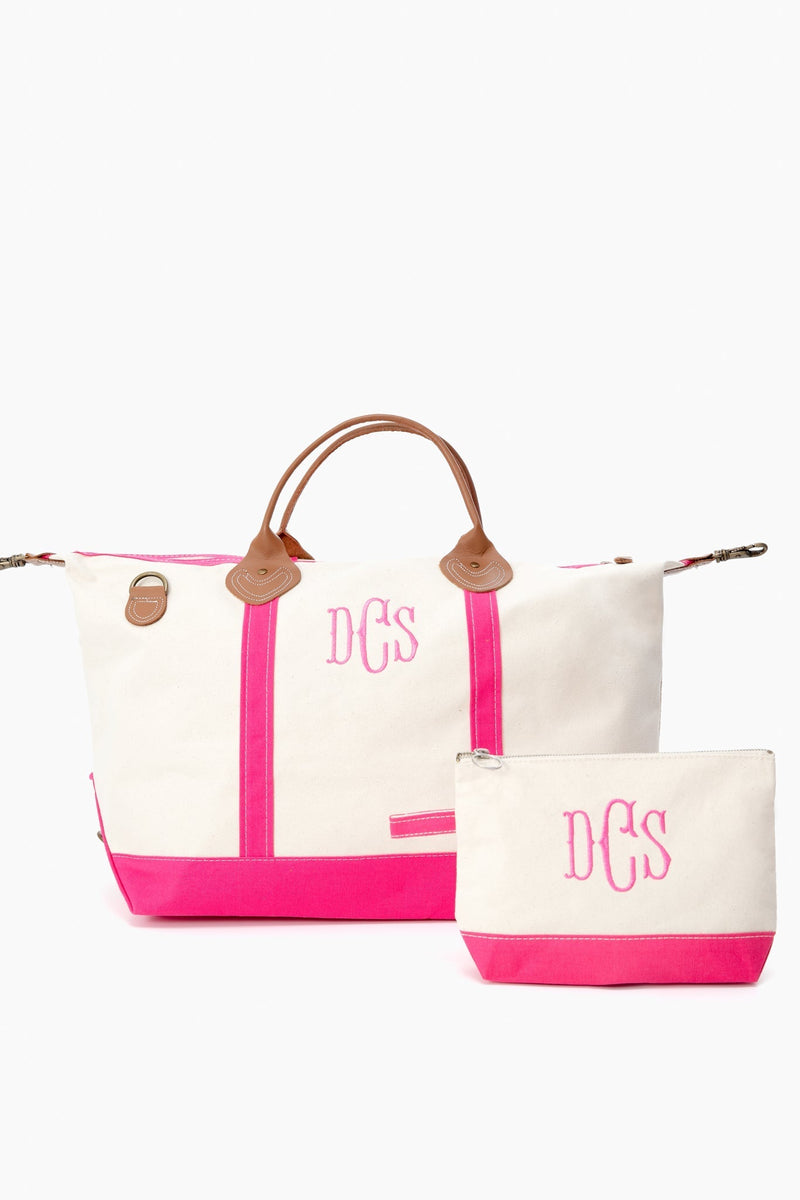 Pink Monogrammed Canvas Make-Up Bag