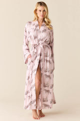 Kaia Cloud Jersey Kimono Robe in Tiger Lily