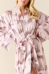 Kaia Cloud Jersey Kimono Robe in Tiger Lily