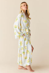 Kaia Cloud Jersey Kimono Robe in Lemon Spritz