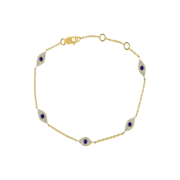Diamond & Sapphire Eye Bracelet