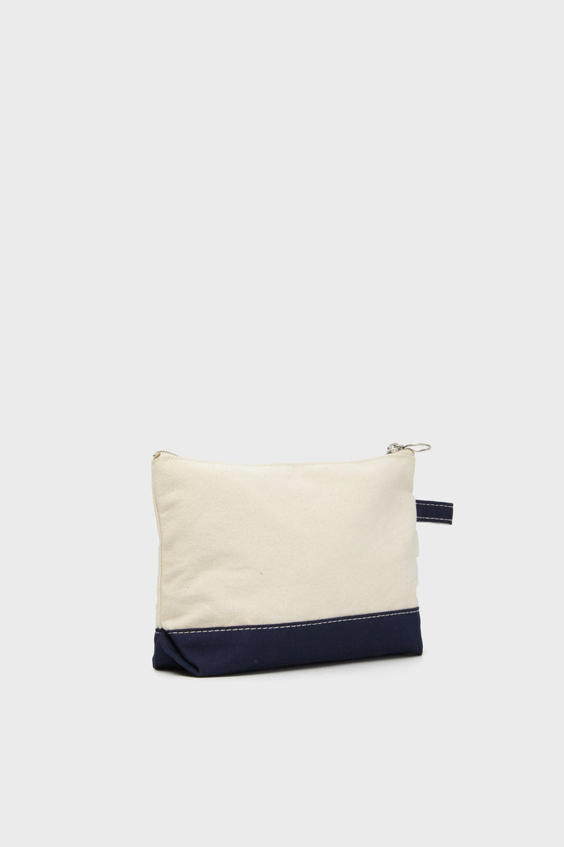 Navy Monogrammed Canvas Make-Up Bag