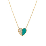 Turquoise & Diamond Heart Necklace