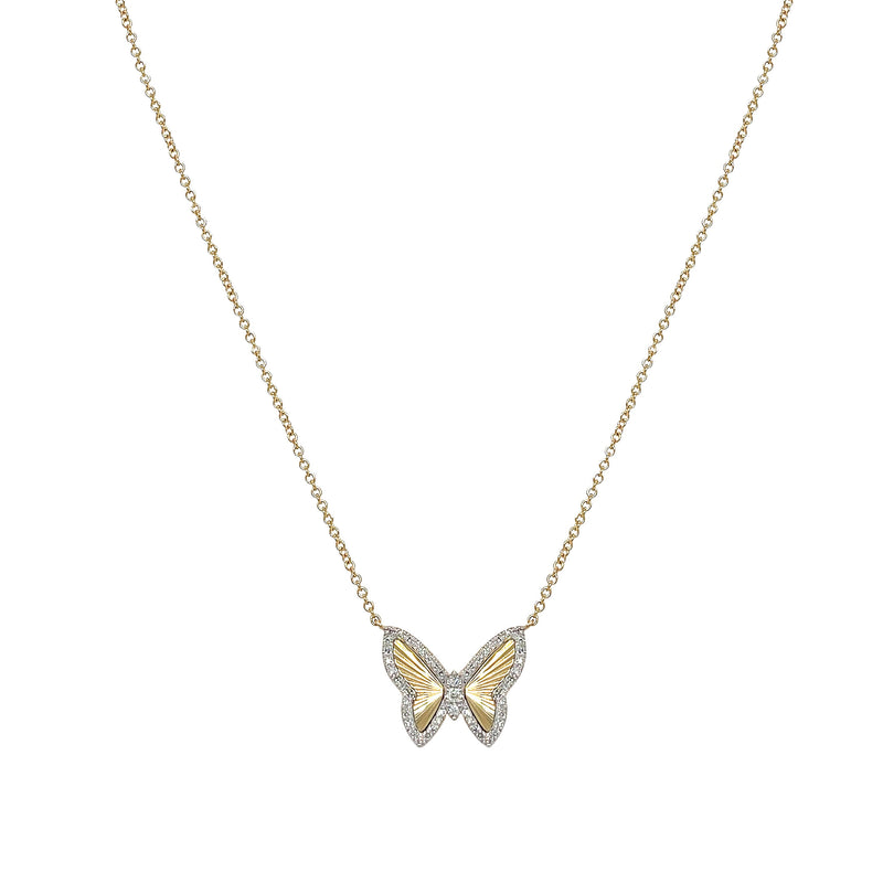 Diamond Textured Butterfly Necklace