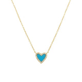 Turquoise & Diamond Heart Necklace