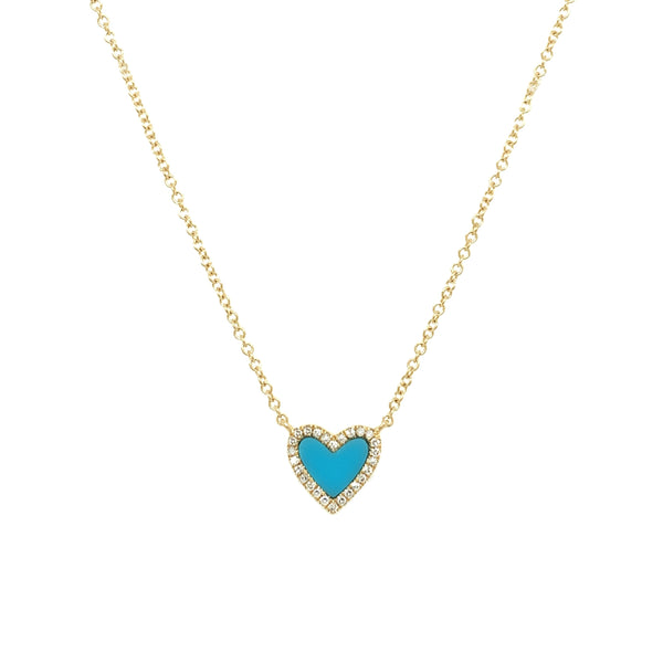 Turquoise & Diamond Heart Necklace