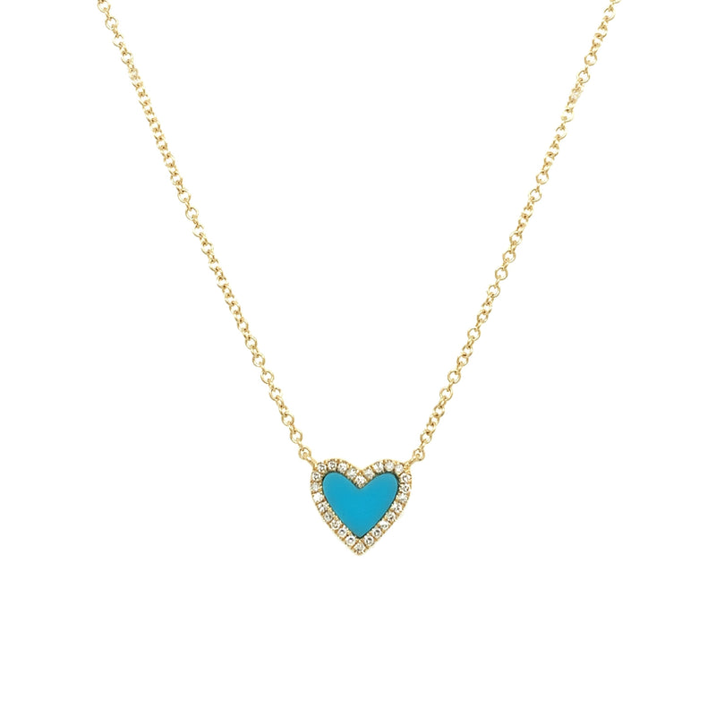 Turquoise & Diamond Heart Necklace
