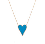Turquoise & Diamond Heart Necklace