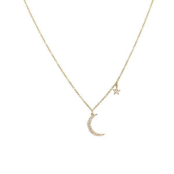 Diamond Moon & Star Necklace