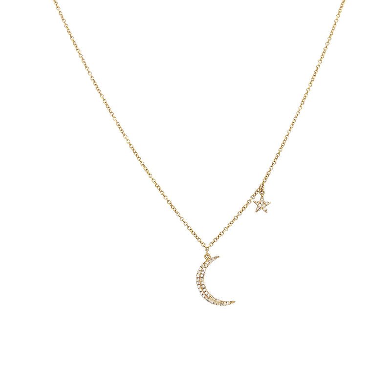 Diamond Moon & Star Necklace