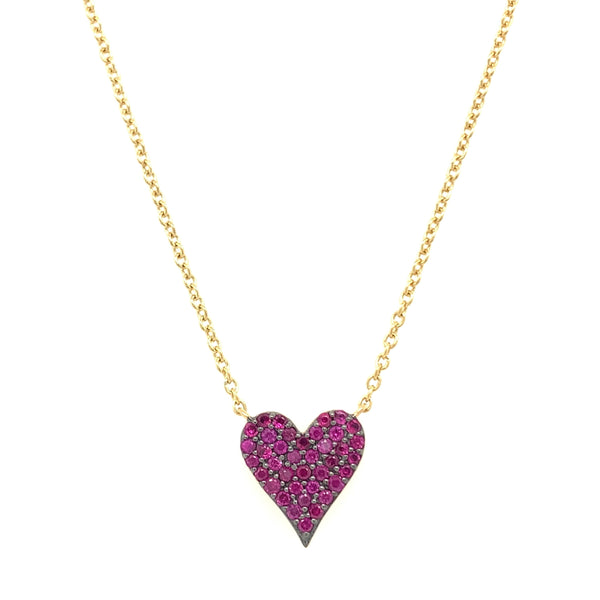 Ruby & Diamond Heart Necklace