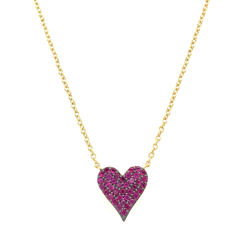 Ruby & Diamond Heart Necklace