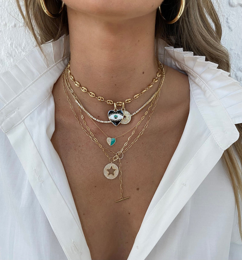 Turquoise & Diamond Heart Necklace