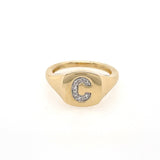 Diamond Initial Signet Ring