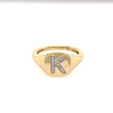 Diamond Initial Signet Ring